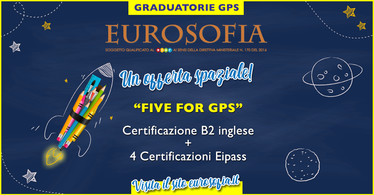 Aggiornamento Gps. da oggi al 31 maggio. Migliora il tuo punteggio con le certificazioni informatiche. Contatta Eurosofia.